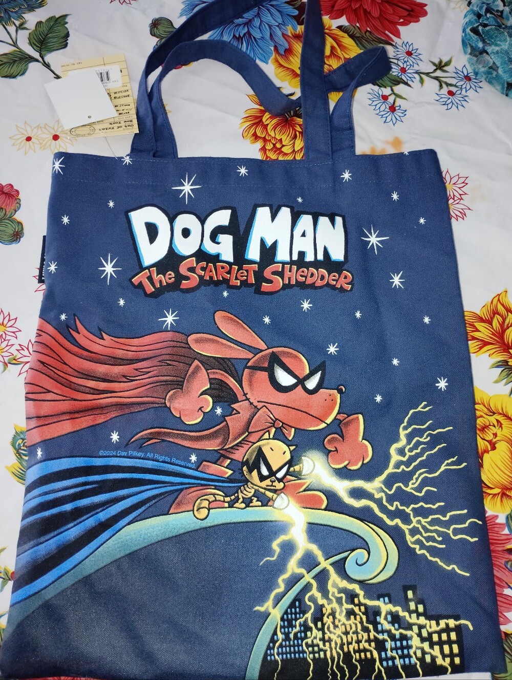 Dog Man 'the Scarlett Shedder' Graphic Tote Out Of Print Books B& N Exclusive